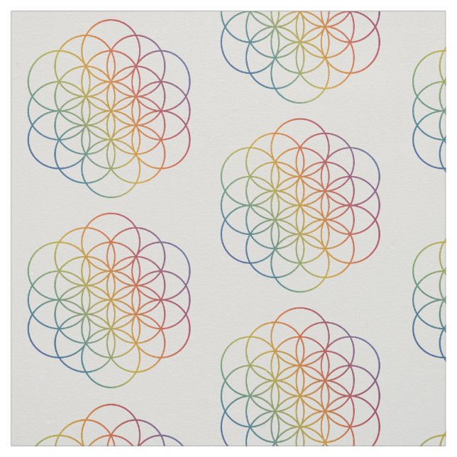 Blommor av Life Rainbow Gradient Mönster på vitt Tyg (Provkarta)