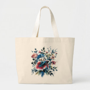 Blommor av orientalisk stil och betafiskecobag jumbo tygkasse