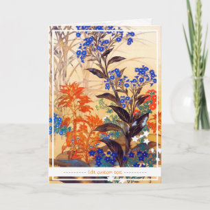 Blommor av orientalisk vattenfärg, vibrerande vint kort