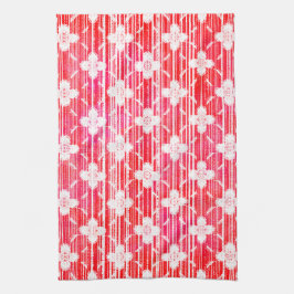 Blommor av Red Ombre Stripe Flowers Kökshandduk