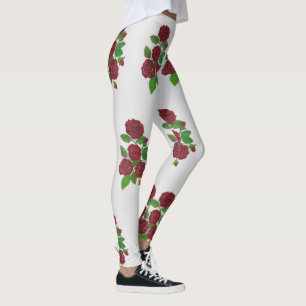 Blommor av röd ros leggings
