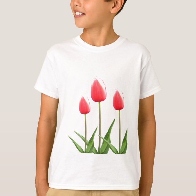 Blommor av röd tulpanolja från vår t shirt (Framsida)