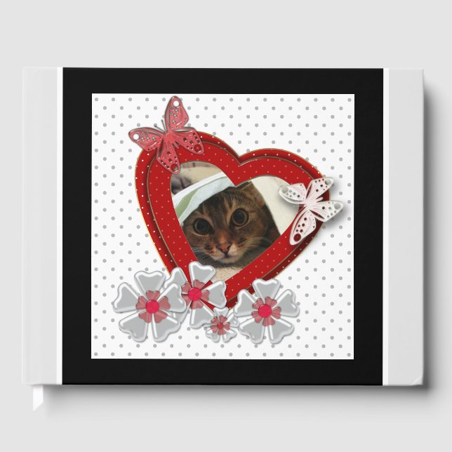 Blommor av rödhjärtfjäril Valentines day kärlek Gästböcker (Framsida)