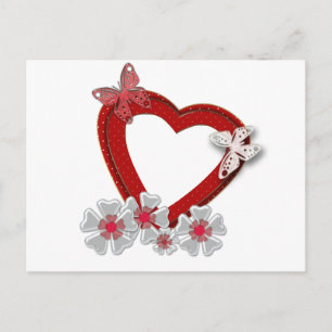 Blommor av rödhjärtfjäril Valentines day kärlek Helg Vykort