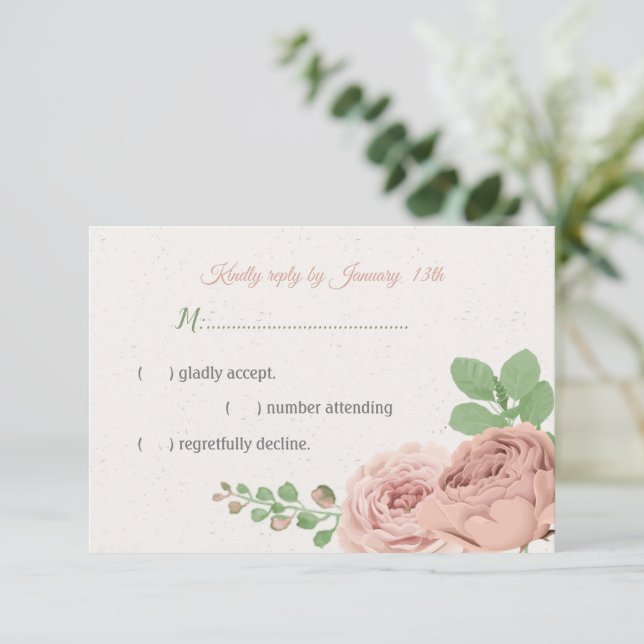  blommor av rosa, grönaktiga botaniska OSA kort (Stående Fram)