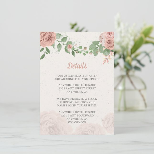  blommor av rosa, grönaktiga botaniska tilläggskort (Stående Fram)