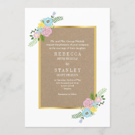 Blommor av rosa- och vattenhaltig vintage, pappra inbjudningar