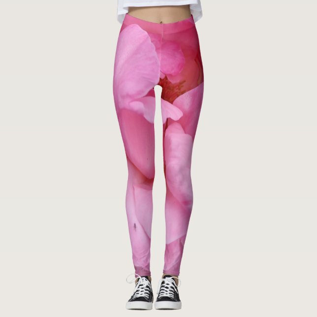 Blommor av rosa ros leggings (Framsida)