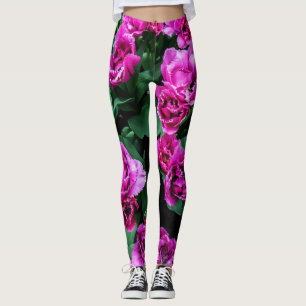 Blommor av rosa tulpaner leggings