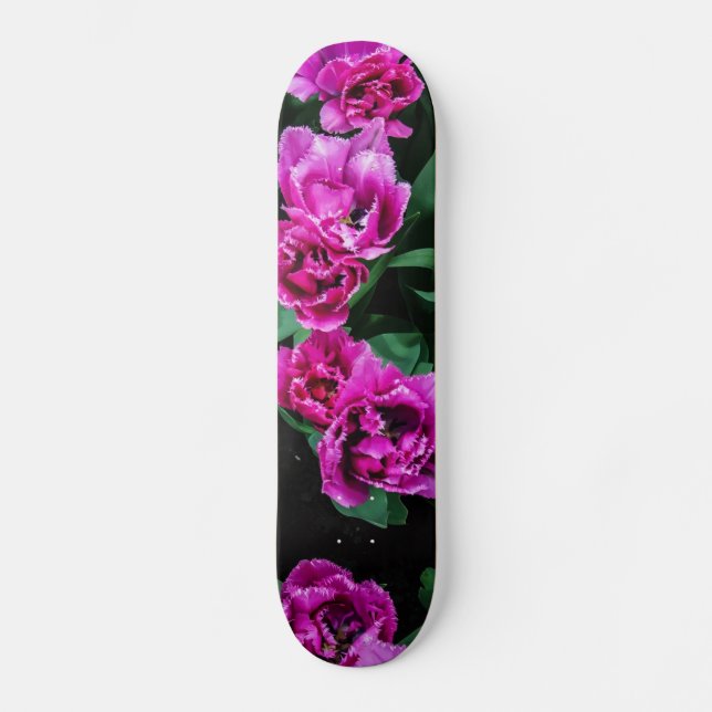 Blommor av rosa tulpaner mini skateboard bräda 18,5 cm (Framsida)