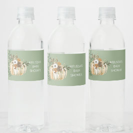 Blommor av rustik brun höstpumpa vattenflaskor etikett