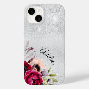 Blommor av silver glitter burgundy namn