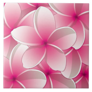 Blommor av släktet Frangipani/Plumeria Kakelplatta
