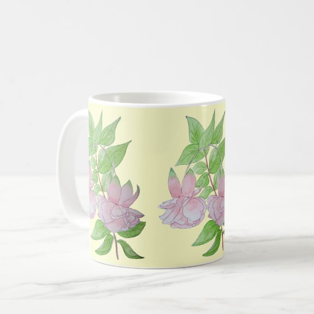 Blommor av söt rosa fuchsia kaffemugg (Framsida vänster)