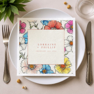 Blommor av stor vild bröllop napkin pappersservett