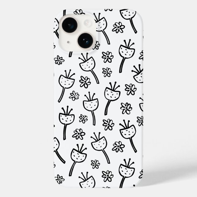 Blommor av svart eller vit lugg iphone case (Baksida)