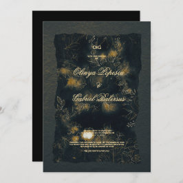 Blommor av svart Guld, vattenfärg, texturerat papp Inbjudningar