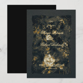 Blommor av svart Guld, vattenfärg, texturerat papp Inbjudningar