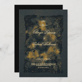 Blommor av svart Guld, vattenfärg, texturerat papp Inbjudningar