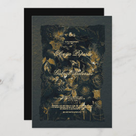 Blommor av svart Guld, vattenfärg, texturerat papp Inbjudningar