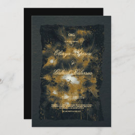 Blommor av svart Guld, vattenfärg, texturerat papp Inbjudningar