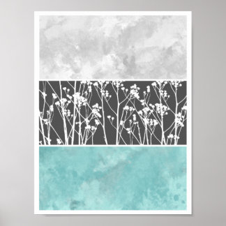 Blommor av teal och grå poster