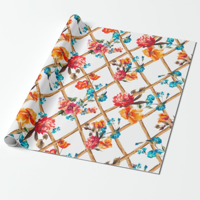 blommor av textilmaterial, blommor, olja, målning, presentpapper (Utrullad)