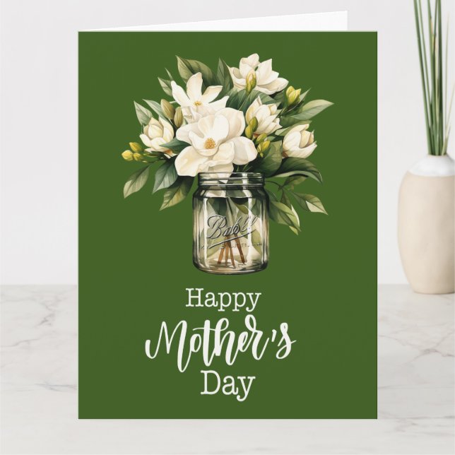 "Blommor av tillgivenhet: Vita Gardenia mors dag" Kort (Framsida)