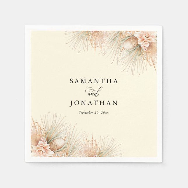  blommor av torkad Handflatan Boho Bröllop Pappersservett (Framsidan)