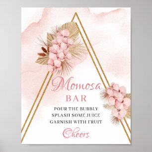 blommor av torkat Handflatan Löv Momosa Pub-tecke Poster