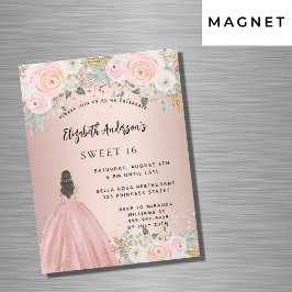 Blommor av typen Söt 16 ro guld är lyxkläder Magnetisk Inbjudningskort