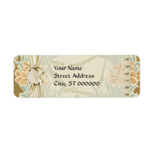Blommor av vintage art nouveau returadress etikett