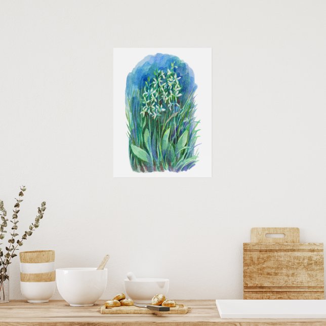 Blommor av vit butterfly orchid vår poster (Kök)