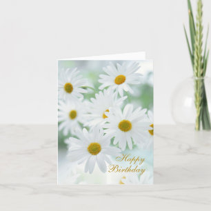 Blommor av vit daisy grattis på födelsedagen kort
