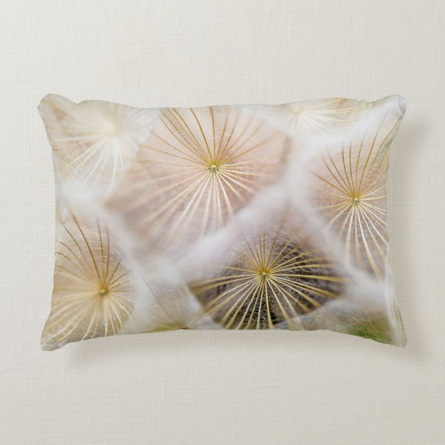 Blommor av vit dandelion prydnadskudde (Framsidan)