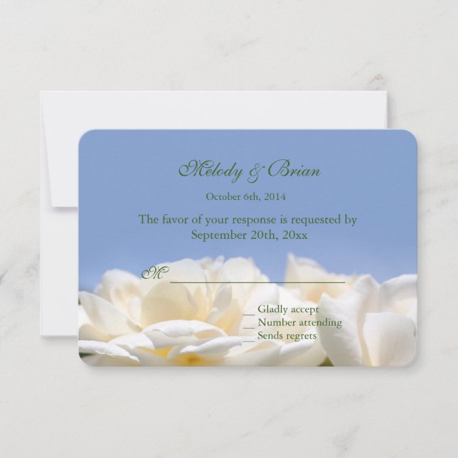 Blommor av vit ros bröllop OSA Kort (Framsida)