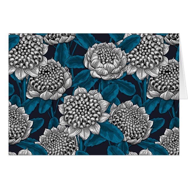 Blommor av vita waratah hälsningskort (Framsidan Horizontal)
