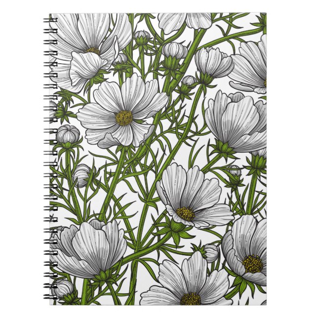Blommor av vitkosmos anteckningsbok (Framsidan)