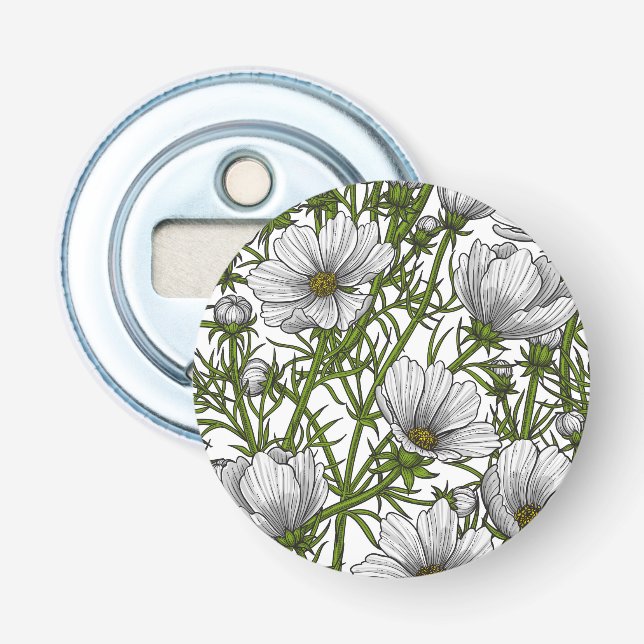 Blommor av vitkosmos flasköppnare (Framsidan)