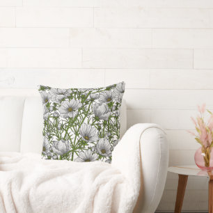 Blommor av vitkosmos kudde