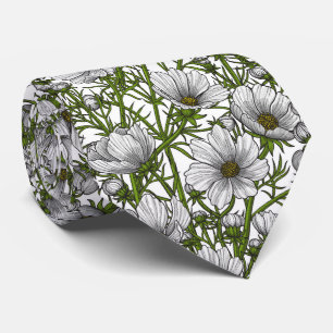 Blommor av vitkosmos slips