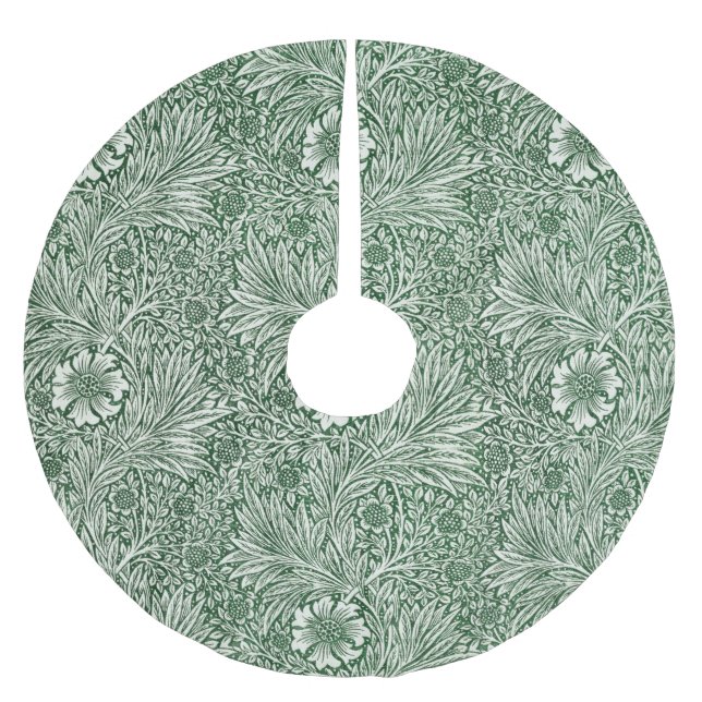 Blommor av william morris marigold grönt blommigt julgransmatta borstad polyester (Framsidan)