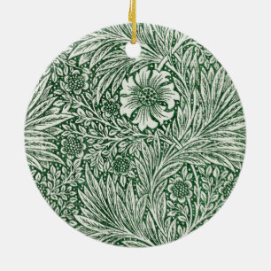 Blommor av william morris marigold grönt blommigt julgransprydnad keramik