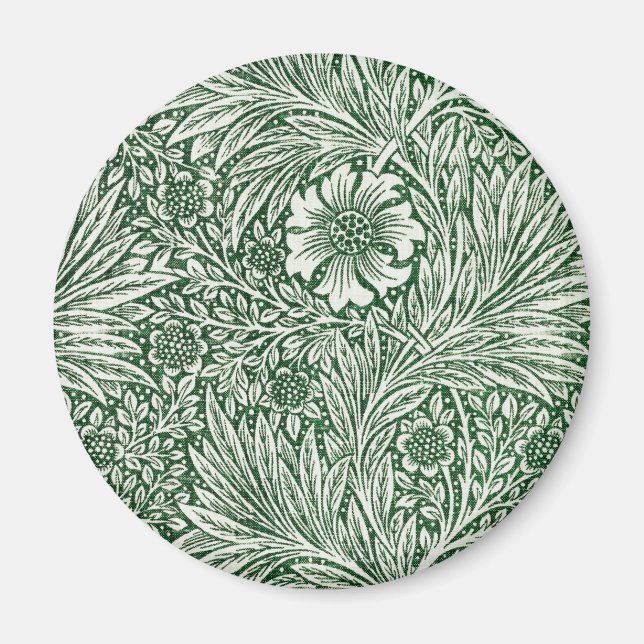 Blommor av william morris marigold grönt blommigt magnet (Framsidan)