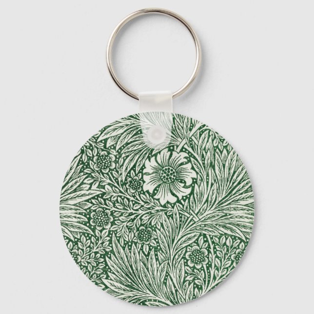 Blommor av william morris marigold grönt blommigt nyckelring (Framsida)
