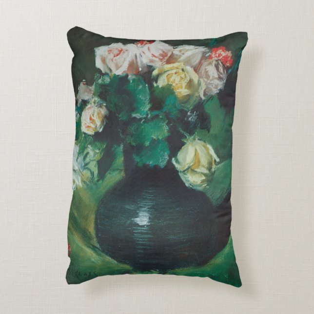 Blommor (även kallad Rosor) av William Merritt Cha Prydnadskudde (Baksidan(Vertikal))