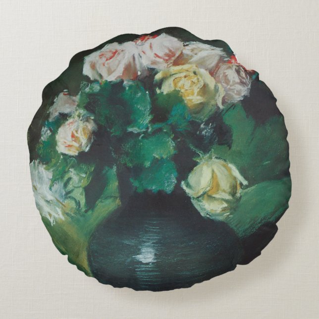 Blommor (även kallade Rosor) av William Merritt Ch Rund Kudde (Baksidan)