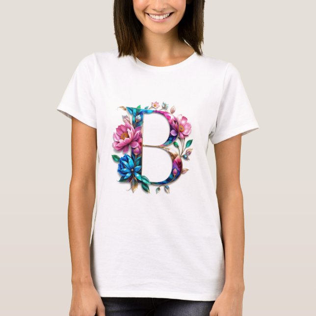 Blommor B - Elegantens Blommigt Inledande T-shirt  (Framsida)