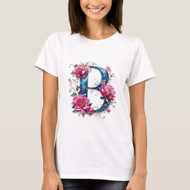 Blommor B - Elegantens Blommigt Inledande T-shirt  (Framsida)