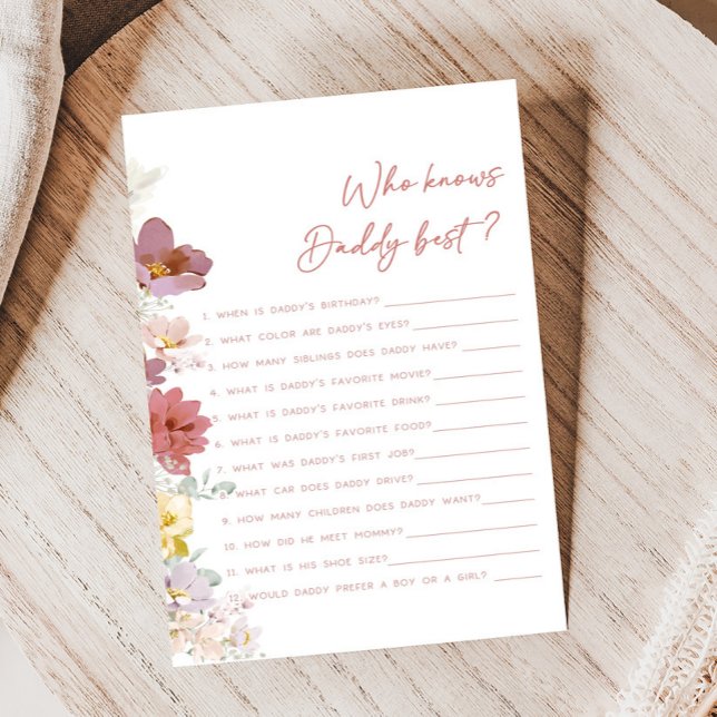 Blommor Baby Bloom Dusch Vem Vet Pappa Spel (Baby In Bloom Baby Shower Game)